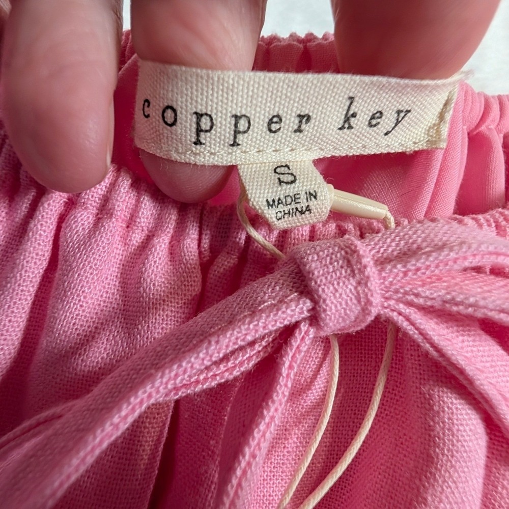 Copper Key Pink Linen & GB Girls Red Embroidered Tiered Dress Bundle of 2 Small - Picture 13 of 15